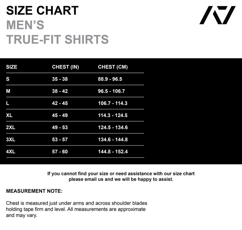 Commands True-Fit Men's Bar Grip Shirt - Black size chart