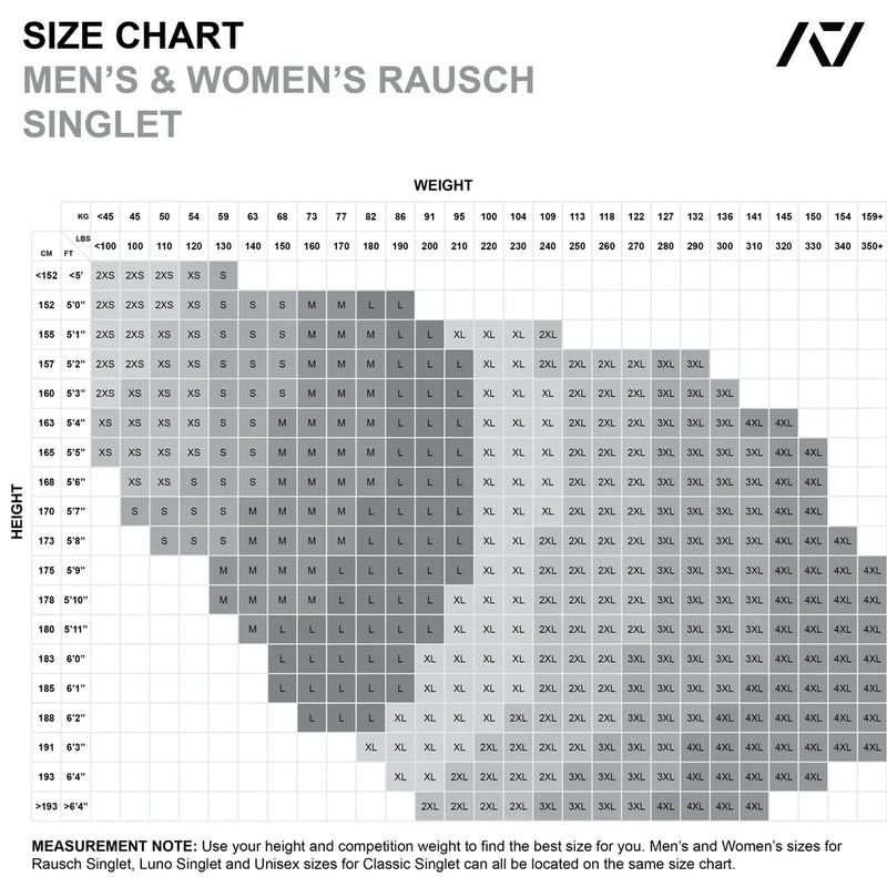 Rausch Men's Singlet - Tides White size chart