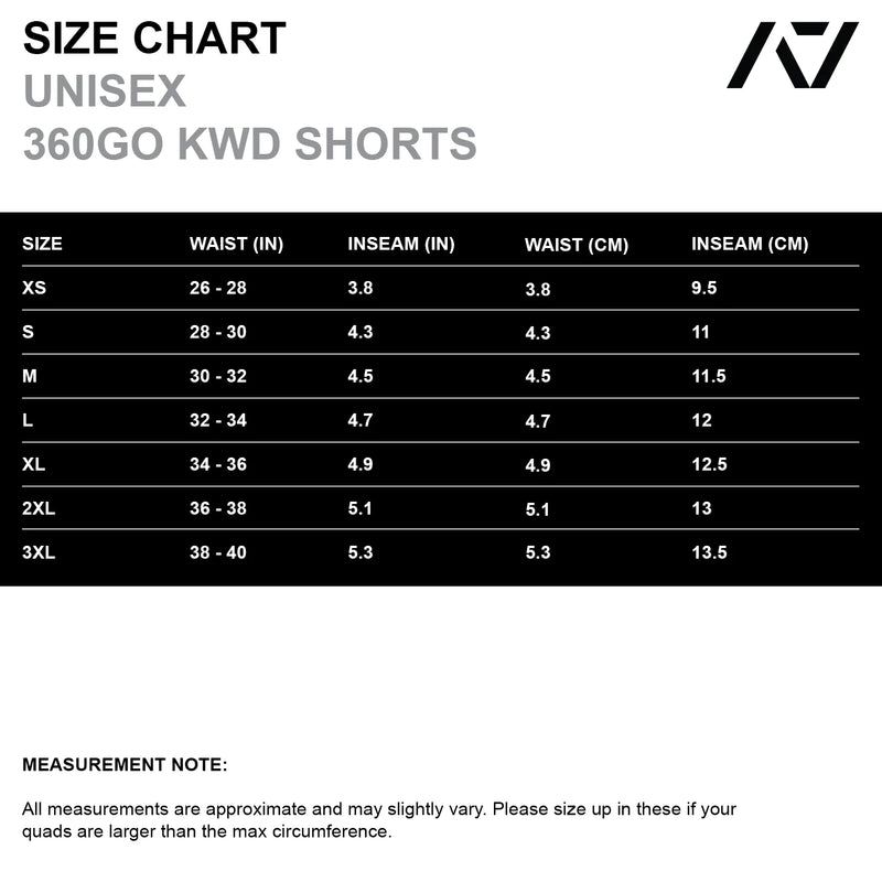 360Go KWD Shorts - Black size chart