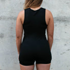 Rear view of A7 Classic Singlet – Black featuring racerback cut and moisture-wicking material.